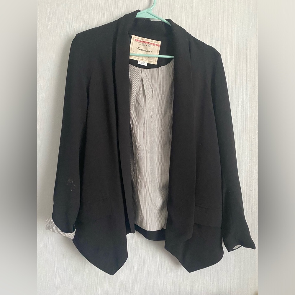 Anthropologie Cartonnier Open Shawl Collar Black Blazer Small